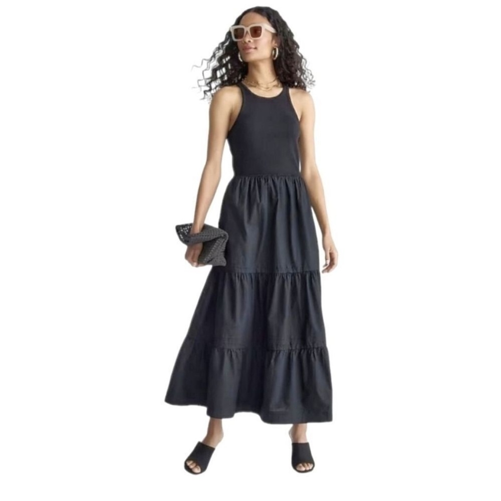 J. Crew Vintage Rib High Neck Cutaway Tank Dress Dress Black XS